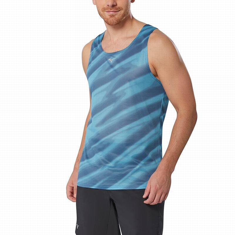 Debardeur Mizuno Dryaeroflow Graphique Tank Homme Bleu | France M7519LI