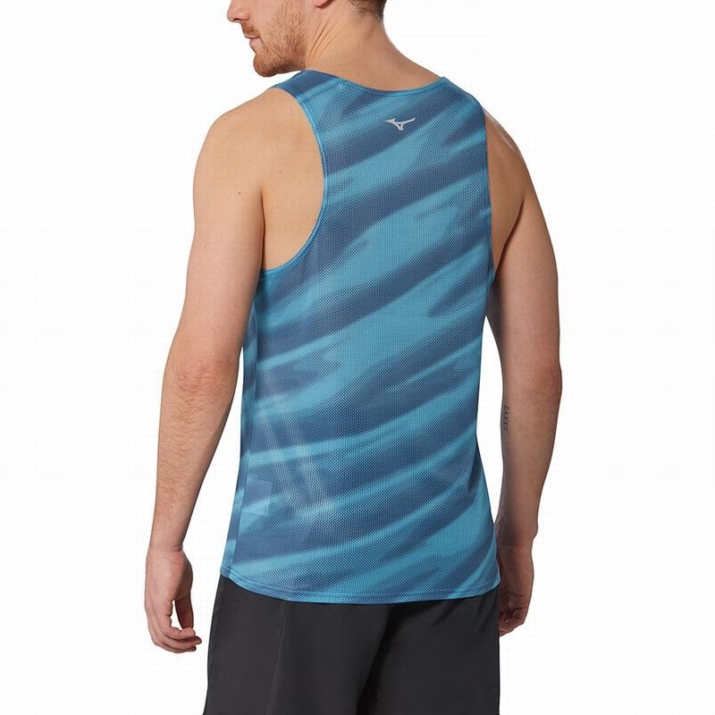 Debardeur Mizuno Dryaeroflow Graphique Tank Homme Bleu | France M7519LI