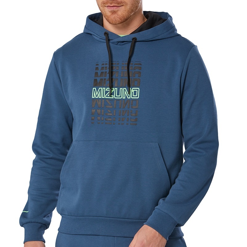 Hauts Mizuno Athletics Graphique Hoody Homme Bleu | France M9250YG