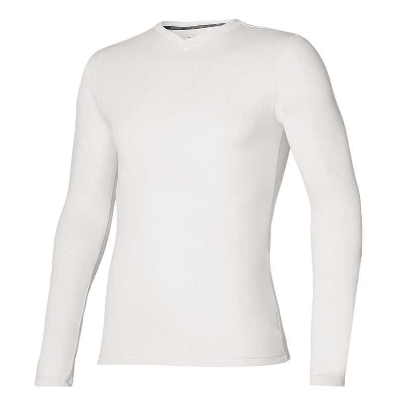 Hauts Mizuno BT Under V Neck Longsleeve Homme Blanche | France M0842AX