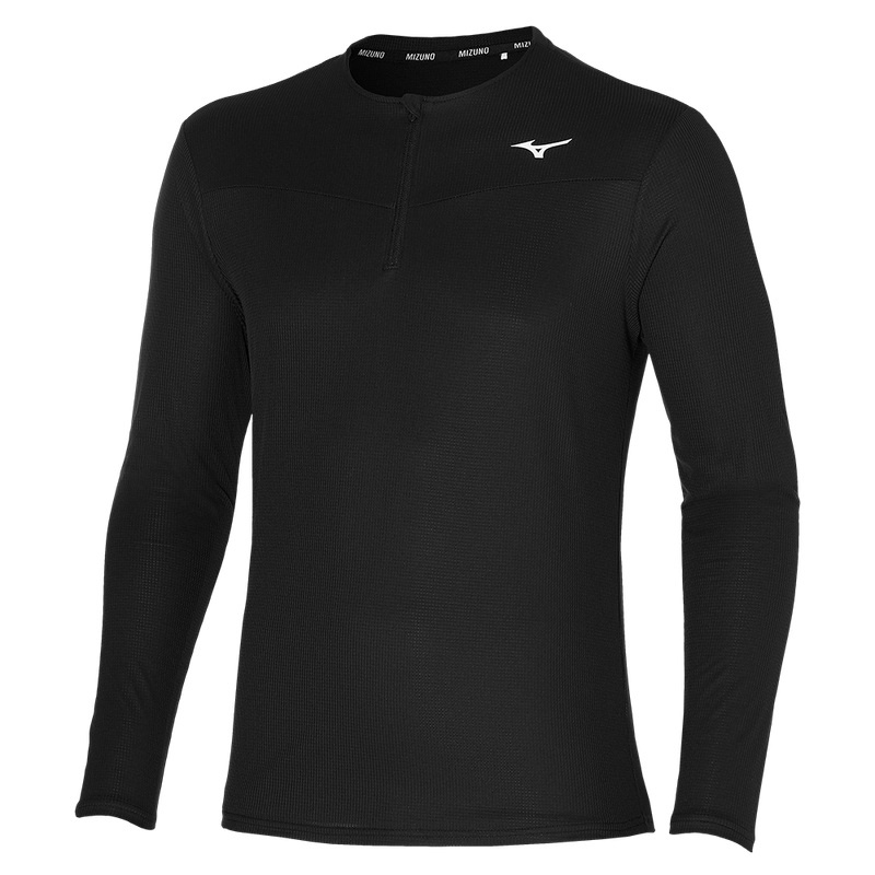 Hauts Mizuno Dryaeroflow LS HZ Homme Noir | France M6057QE