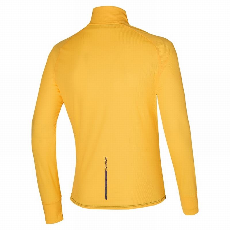 Hauts Mizuno Hybride LS HZ Homme Jaune Noir | France M5213PC