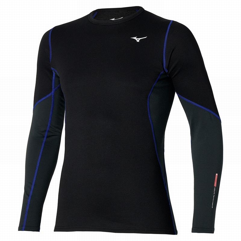 Hauts Mizuno Merino Laine Crew Homme Noir Bleu | France M6874PD