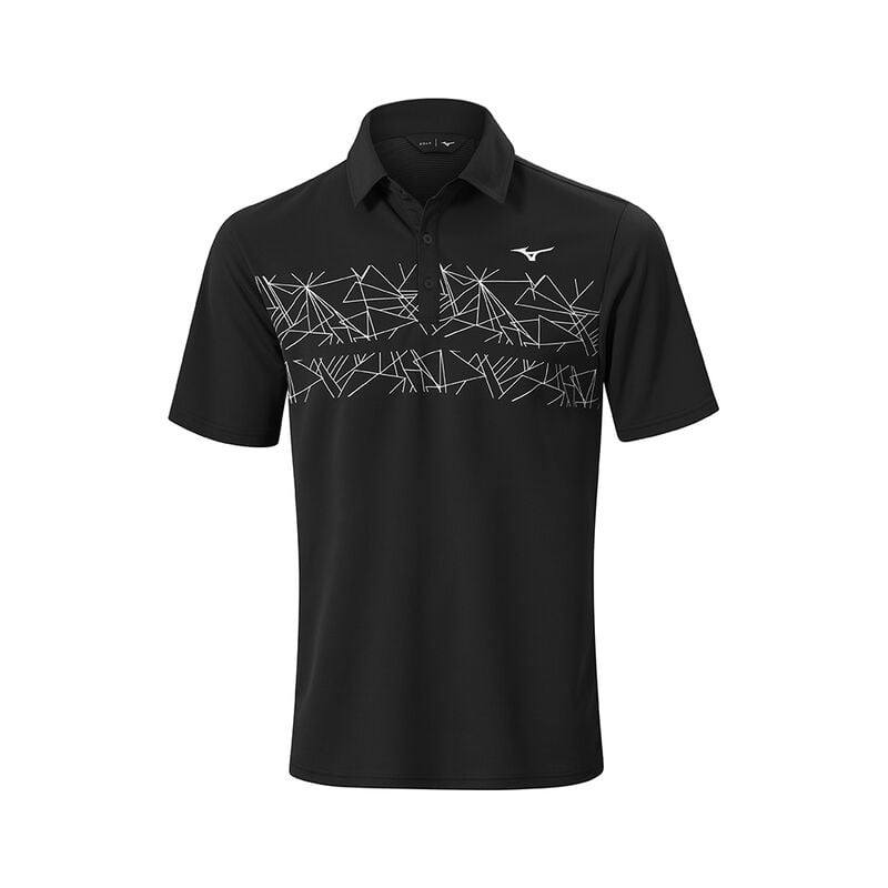 Polo Mizuno Breath Thermo Graphique Homme Noir | France M0475EP