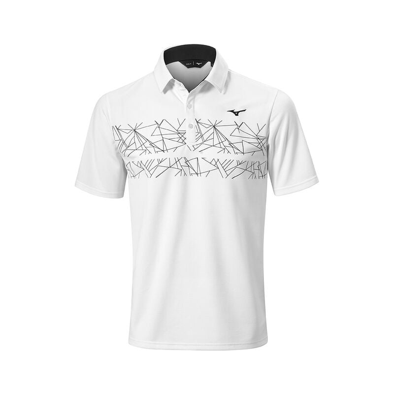 Polo Mizuno Breath Thermo Graphique Homme Blanche | France M4597EK