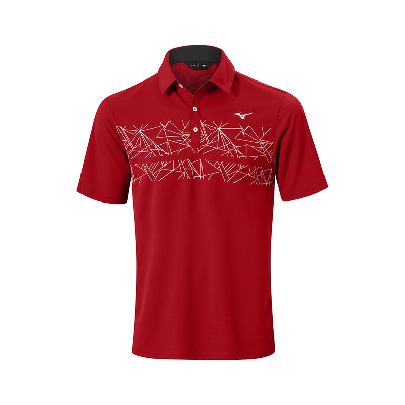 Polo Mizuno Breath Thermo Graphique Homme Rouge | France M4790VC