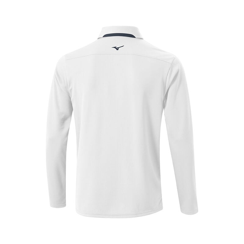 Polo Mizuno Breath Thermo L/S Homme Blanche | France M3906IR