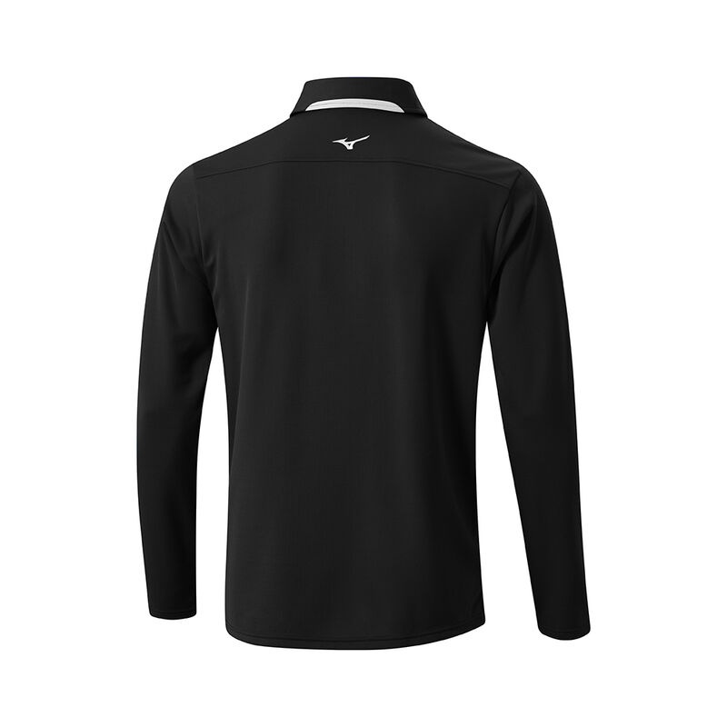 Polo Mizuno Breath Thermo L/S Homme Noir | France M7948WT