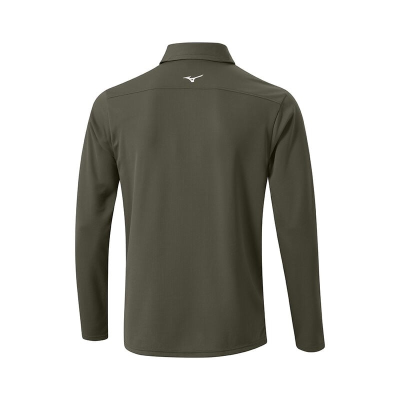 Polo Mizuno Breath Thermo L/S Homme Vert Olive | France M6295JT