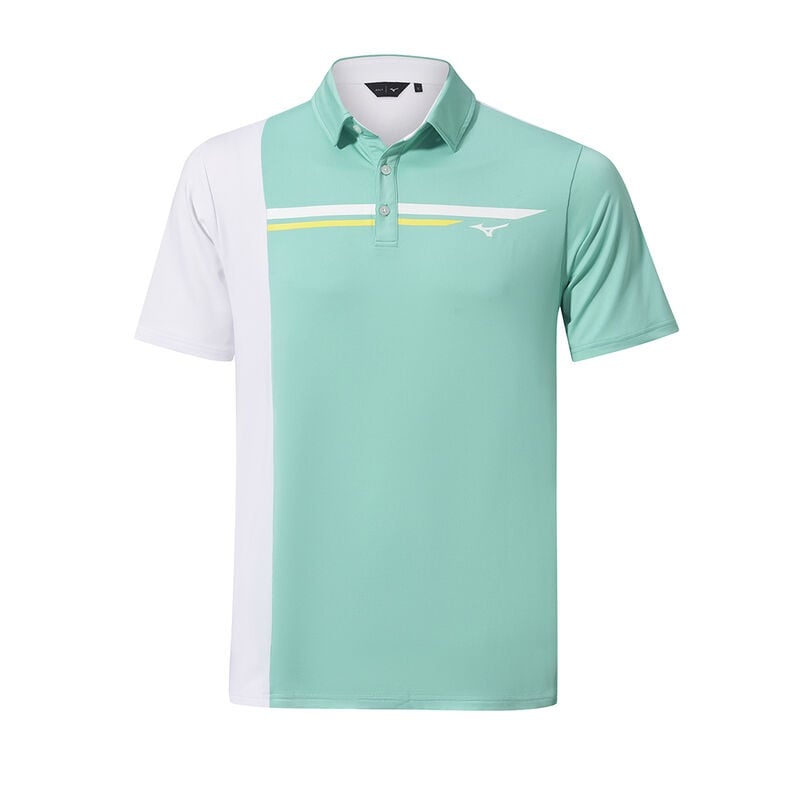 Polo Mizuno QD Elite Panel Homme Vert Blanche | France M7356UD