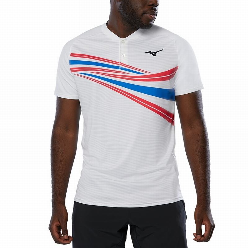 Polo Mizuno Shadow Homme Blanche | France M0284TH