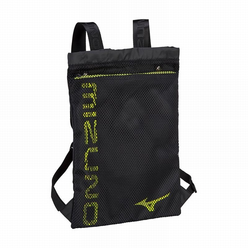 Sacs Mizuno Mesh Draw Femme Noir Jaune | France M8702WK