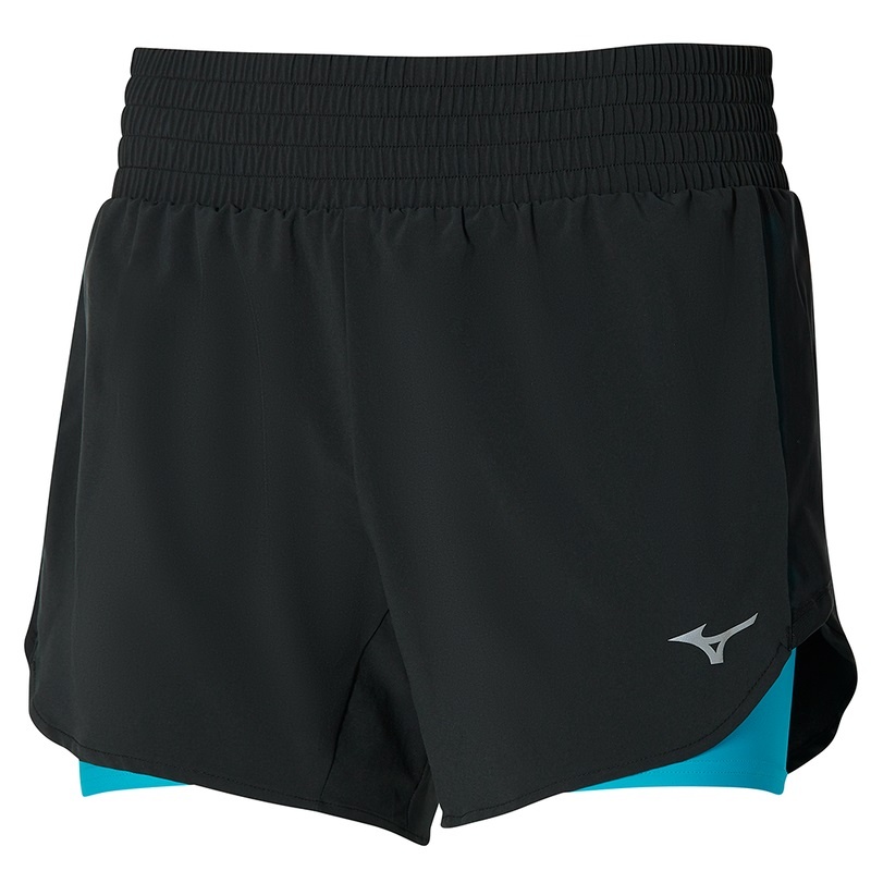 Short Mizuno 2in1 4.5 Femme Noir Bleu | France M1485BV