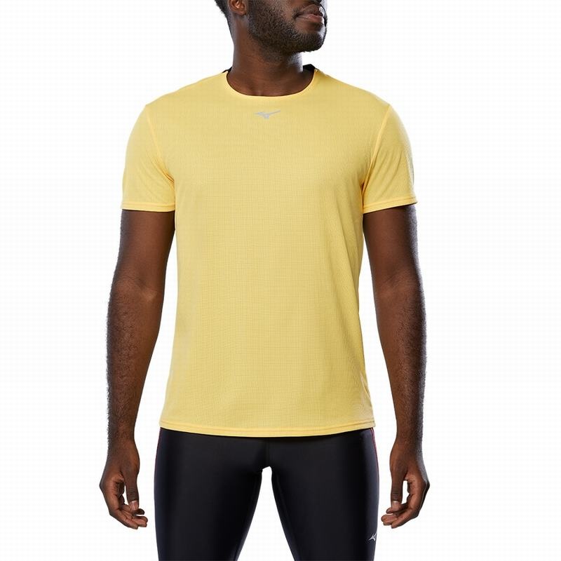 T Shirts Mizuno Dryaeroflow Tee Homme Jaune | France M6294JF