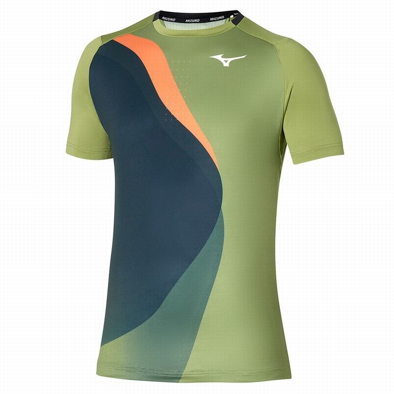 T Shirts Mizuno Release Shadow Graphique Tee Homme Vert | France M5846HC