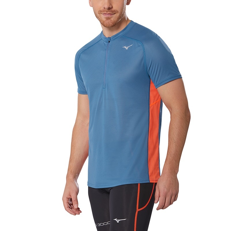 T Shirts Mizuno Trail Dryaeroflow HZ Tee Homme Bleu | France M0258MJ