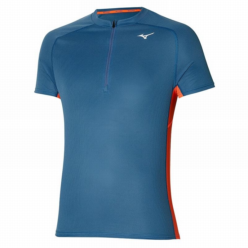 T Shirts Mizuno Trail Dryaeroflow HZ Tee Homme Bleu | France M0258MJ